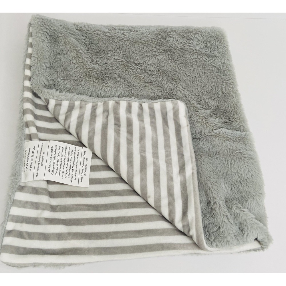 Animal Adventure Gray White Stripe Baby Blanket Plush Striped Fluffy Lovey